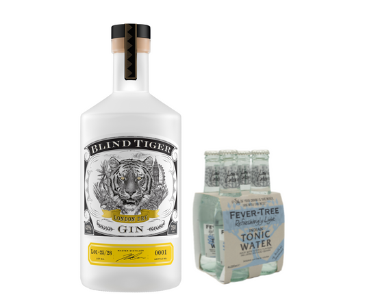 Blind Tiger London Dry 750ml + FREE Fever Tree Tonic (Pack of 4)